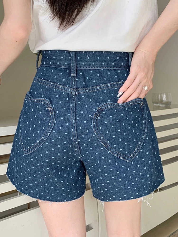 Vintage Loose Pockets Female Wide Leg Jeans Summer Casual High Waist Dots Printed Denim Shorts for Women
Vintage Loose Pockets Female Wide Leg Jeans Summer Casual High Waist Dots Printed Denim Shorts for Women