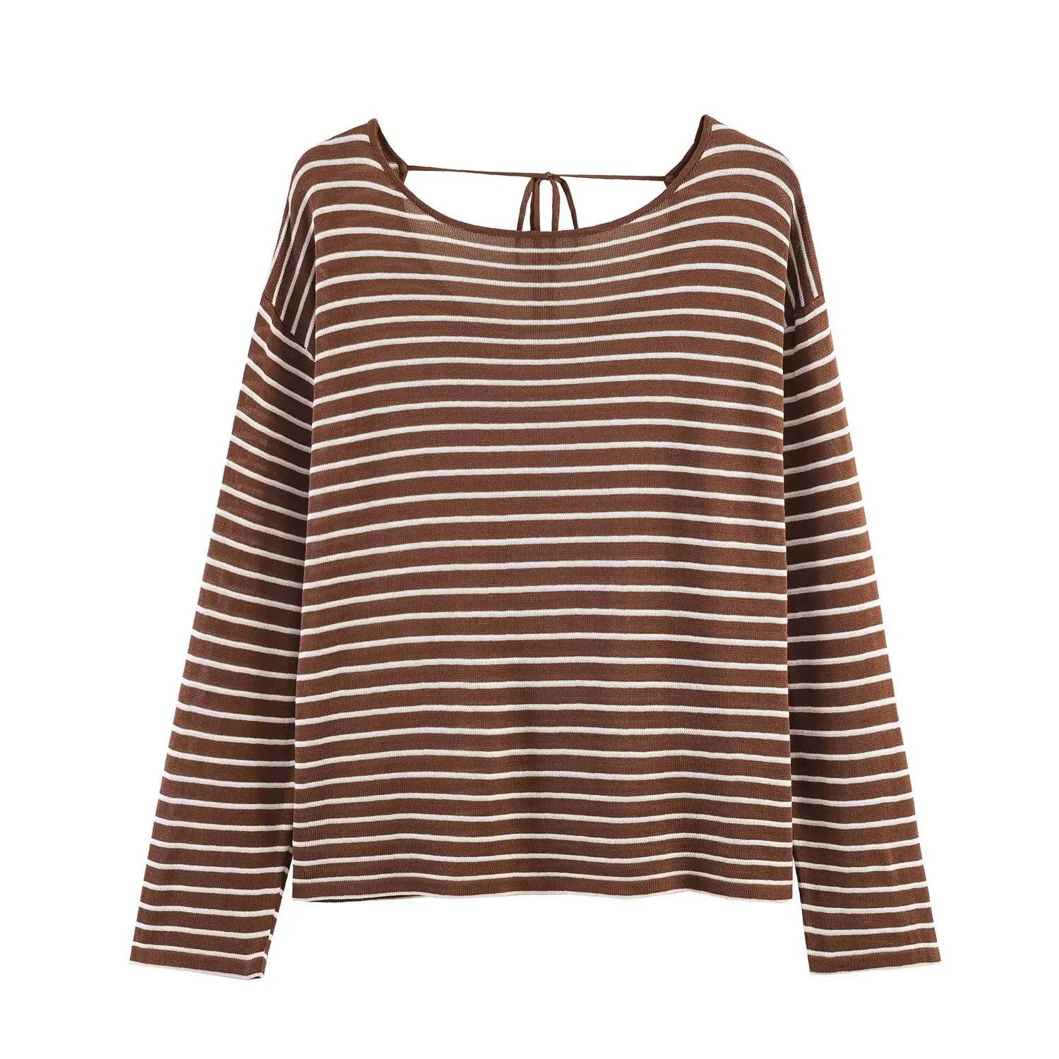 Withered Fashion Temperament Amazon Women's Wholesale Striped Lace Up Boat Neck Knitted Sweater Women's Sweater Knitwear Woman C
Withered Fashion Temperament Amazon Women's Wholesale Striped Lace Up Boat Neck Knitted Sweater Women's Sweater Knitwear Woman C