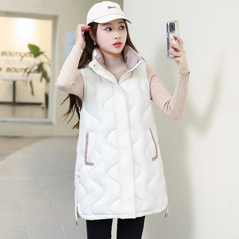 Autumn Winter Women Mid Long Down Cotton Vest Fashion Korean Loose Outerwear New Versatile Sleeveless Jacket Female Waistcoat
Autumn Winter Women Mid Long Down Cotton Vest Fashion Korean Loose Outerwear New Versatile Sleeveless Jacket Female Waistcoat