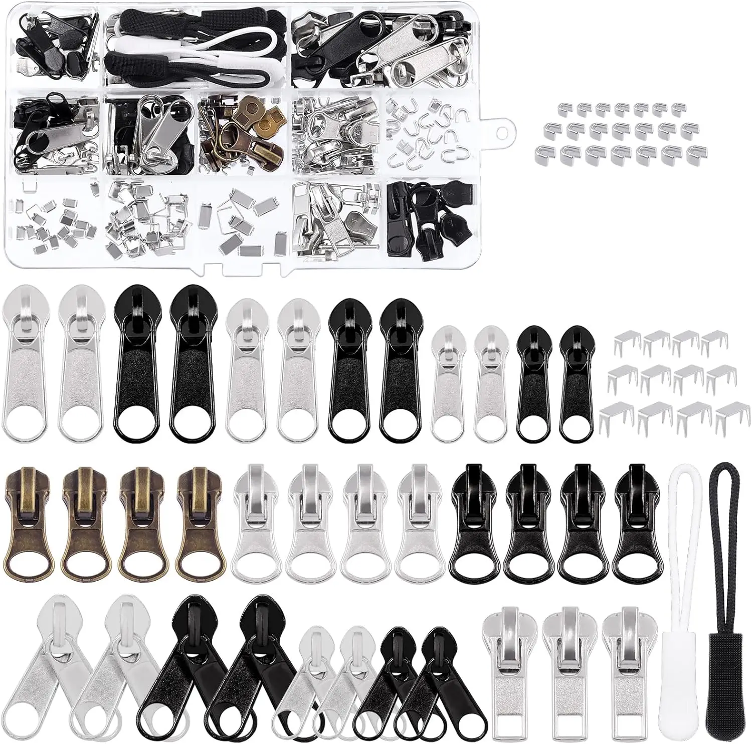 Zipper Replacement Repair Kit with Sliders and Stoppers for Luggage Bags Coats Jeans Jackets Tents
Zipper Replacement Repair Kit with Sliders and Stoppers for Luggage Bags Coats Jeans Jackets Tents