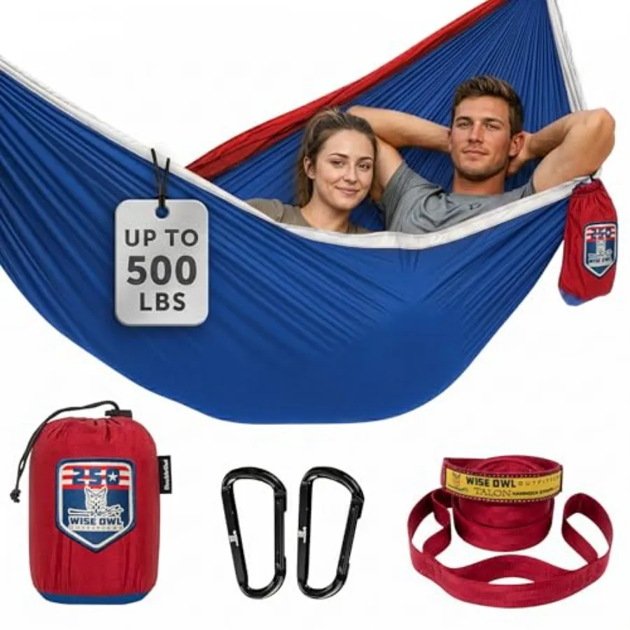 Camping Hammock 500lbs Portable Nylon Hammock in Olive Green with Integrated Tree Straps for Travel, Backpacking, Hiking, Outdo
Camping Hammock 500lbs Portable Nylon Hammock in Olive Green with Integrated Tree Straps for Travel, Backpacking, Hiking, Outdo