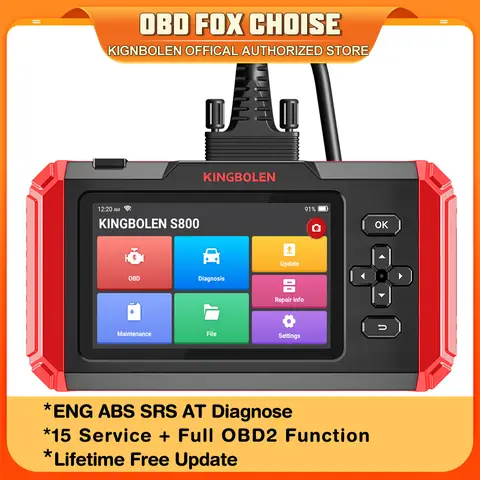 KINGBOLEN S800 Outils de diagnostic de voiture ABS SRS ECM TCM 4 systèmes 15 réinitialisations IMMO DPF TPMS Gratuit à vie Tous Analyseur OBD2 tools outillage valise diagnostique automobile pour voiture