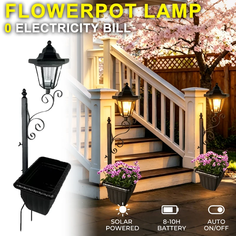 Solar Lamppost with Planter Garden Decorative Lamp Iron Flower Rack Flower Pot Landscape Atmosphere Lamp for Yard Pathway Decor
Solar Lamppost with Planter Garden Decorative Lamp Iron Flower Rack Flower Pot Landscape Atmosphere Lamp for Yard Pathway Decor