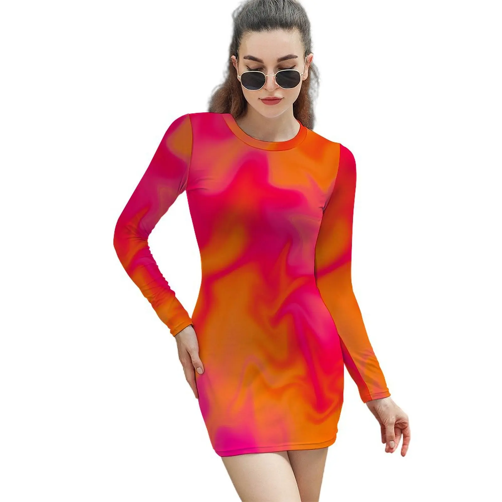 Pink, Orange, and Red Marble Fusion Design Long-Sleeved Sheath Dress Women's summer suit ceremony dresses festival outfit women
Pink, Orange, and Red Marble Fusion Design Long-Sleeved Sheath Dress Women's summer suit ceremony dresses festival outfit women
