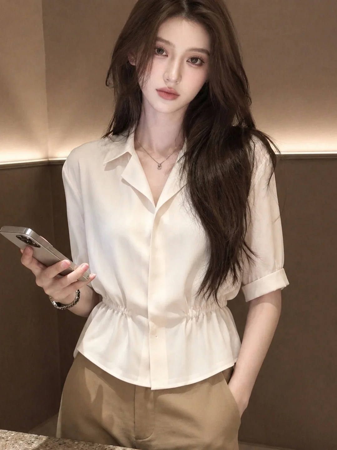 Elegant Waist-Cinching Shirt Commute Comfortable Fashion Top Summer Design Sensation Atmosphere Matching Versatile Stylish Up...
Elegant Waist-Cinching Shirt Commute Comfortable Fashion Top Summer Design Sensation Atmosphere Matching Versatile Stylish Up...