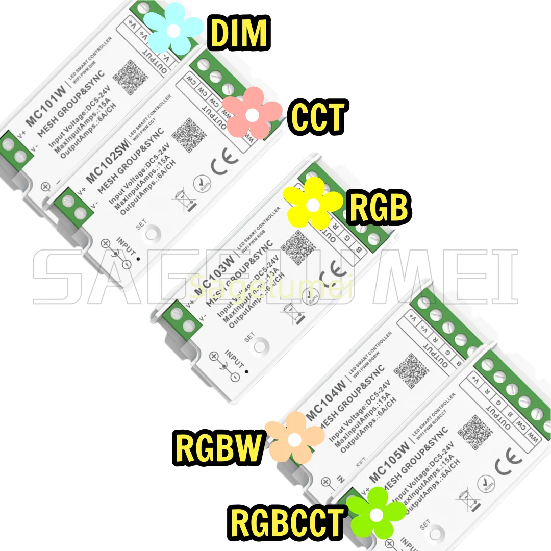 Group&Sync Tuya WIFI MC101/102S/103/104/105W 4 Zone MESH Remote RGBWC Controller LED Light Strip App/Speaker Control DC5-12-24V
Group&Sync Tuya WIFI MC101/102S/103/104/105W 4 Zone MESH Remote RGBWC Controller LED Light Strip App/Speaker Control DC5-12-24V