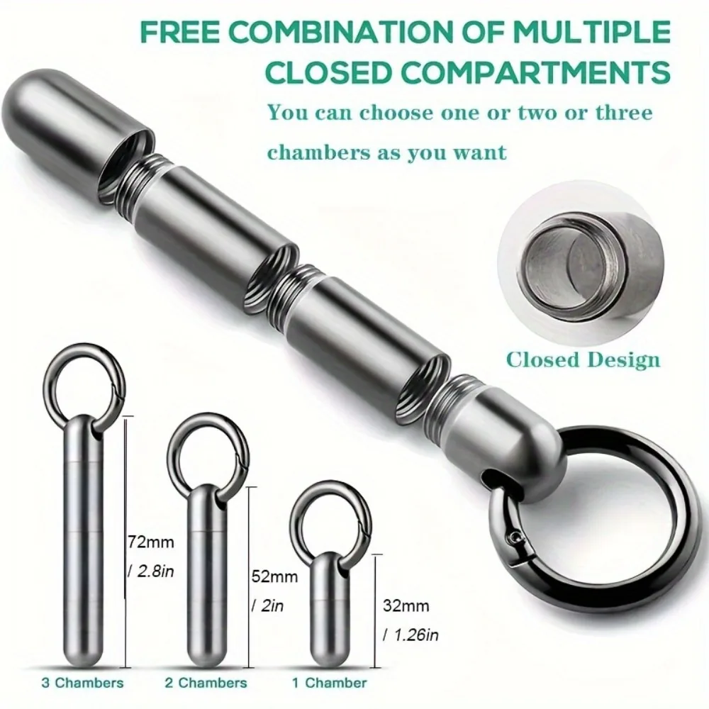 Detachable 1/2/3 Compartments Pill Box Keychain Stainless Steel Waterproof Sealed Portable Storage Camping Travel Daily
Detachable 1/2/3 Compartments Pill Box Keychain Stainless Steel Waterproof Sealed Portable Storage Camping Travel Daily
