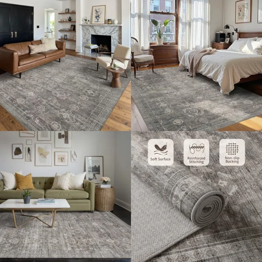 Area Rugs 5x7 for Living Room Bedroom, Grey Washable Rug, Vintage Retro Boho Rug, Non Slip Low Pile Faux Wool Thin Carpet for I
Area Rugs 5x7 for Living Room Bedroom, Grey Washable Rug, Vintage Retro Boho Rug, Non Slip Low Pile Faux Wool Thin Carpet for I