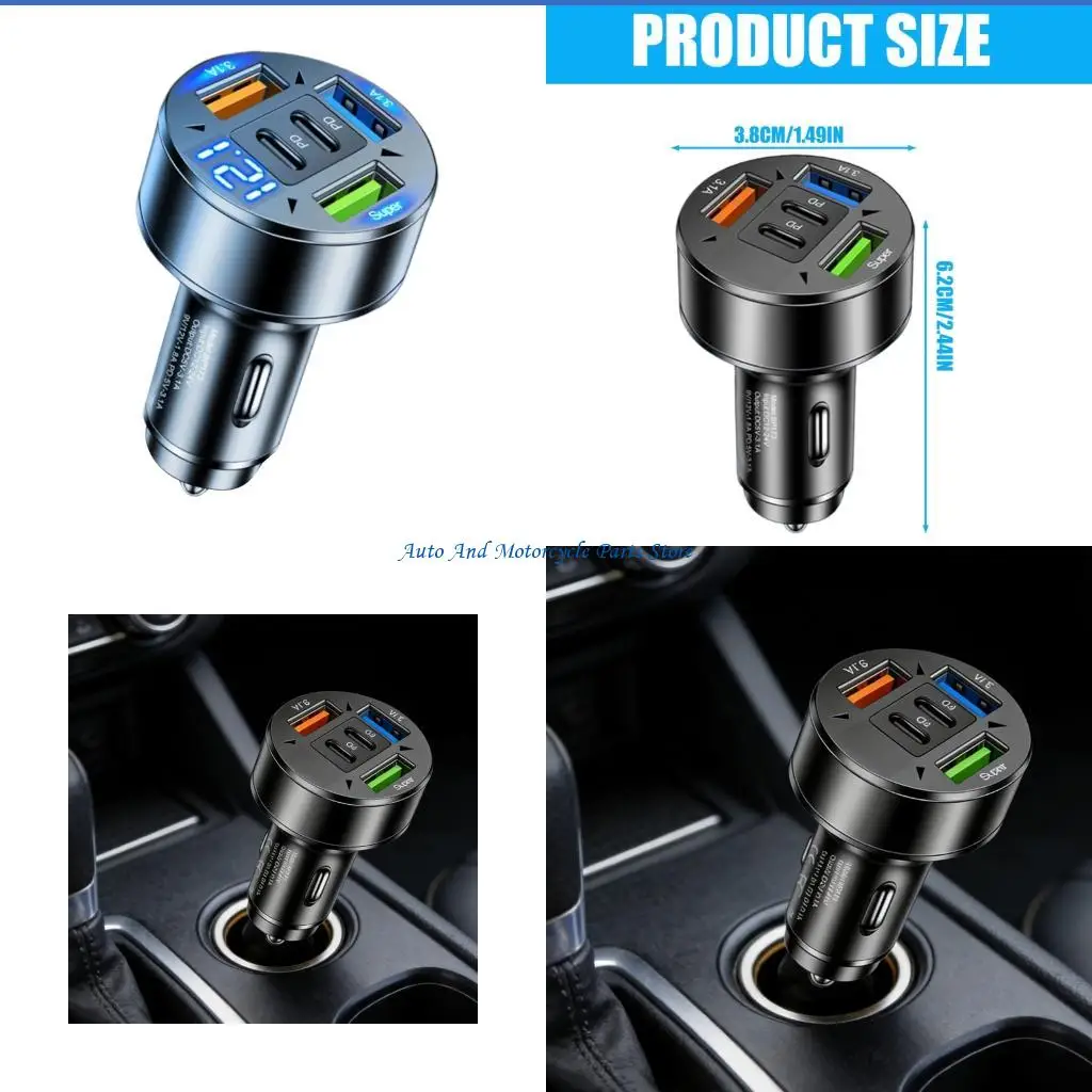 P9FD Digital Display Car Chargers 5 Ports For Smartphones Tablets Input 12 24V Output
P9FD Digital Display Car Chargers 5 Ports For Smartphones Tablets Input 12 24V Output