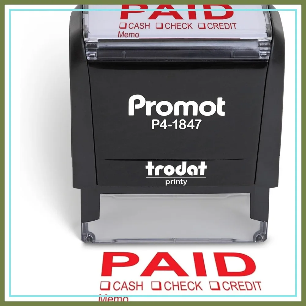 Self Inking Paid Stamp with Memo - Red Ink for Office, Accounts Payable, Retail Use
Self Inking Paid Stamp with Memo - Red Ink for Office, Accounts Payable, Retail Use