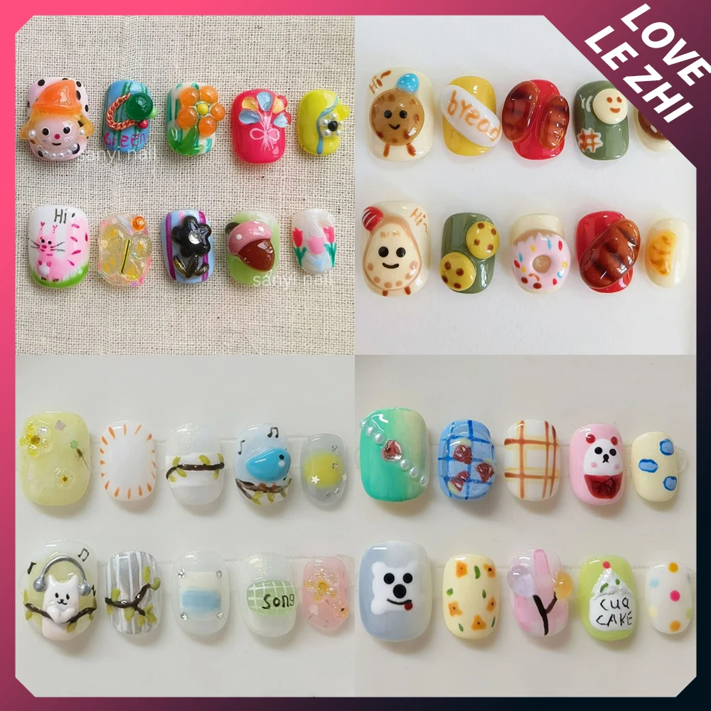 Kawaii Cartoon Handmade Short Square Round Press On Nail Cute Cat Bear Pearl Flower Rhinestone Reusable Full Cover Fake Nails
Kawaii Cartoon Handmade Short Square Round Press On Nail Cute Cat Bear Pearl Flower Rhinestone Reusable Full Cover Fake Nails