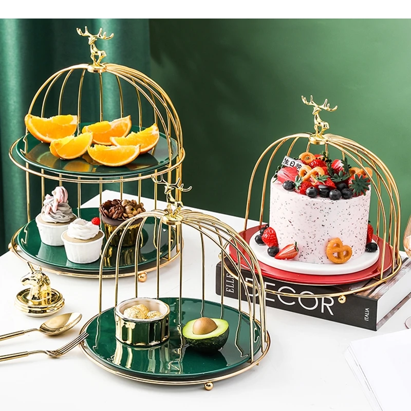 Ceramic Dessert Plate Metal Birdcage Rack Household Fruit Tray Storage Living Room Table Top Decoration Cake Trays
Ceramic Dessert Plate Metal Birdcage Rack Household Fruit Tray Storage Living Room Table Top Decoration Cake Trays