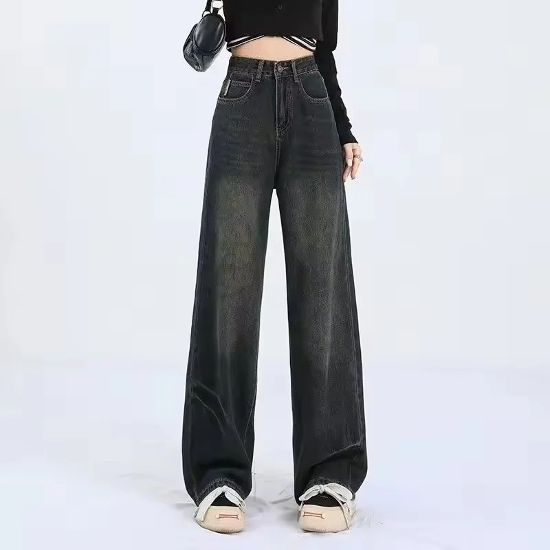Retro High Waisted Wide Leg Jeans Women Spring Autumn New American Style Fashion And Versatile Casual Street Straight Leg Pants
Retro High Waisted Wide Leg Jeans Women Spring Autumn New American Style Fashion And Versatile Casual Street Straight Leg Pants