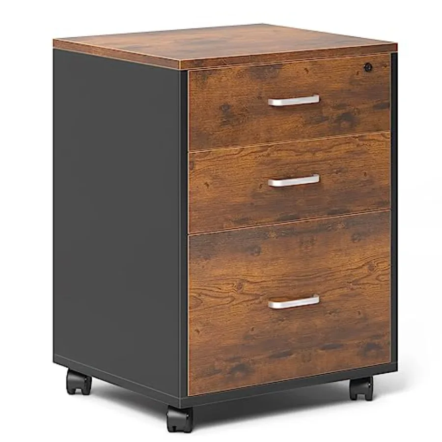 3 Drawer Wood Mobile File Cabinet with Lock for Letter/A4 Size Documents Rustic Brown Rolling Filing Cabinet with Secure Storag
3 Drawer Wood Mobile File Cabinet with Lock for Letter/A4 Size Documents Rustic Brown Rolling Filing Cabinet with Secure Storag