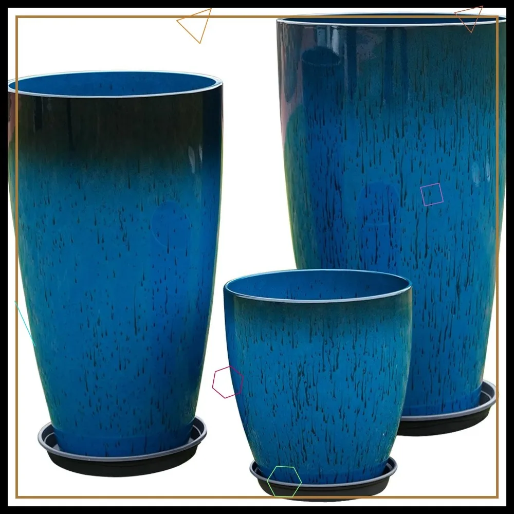 Large Plastic Plant Pots 3-Pack, 24/21/11 Inch with Drainage Holes & Saucers, Tall Round for Indoor Outdoor Use
Large Plastic Plant Pots 3-Pack, 24/21/11 Inch with Drainage Holes & Saucers, Tall Round for Indoor Outdoor Use