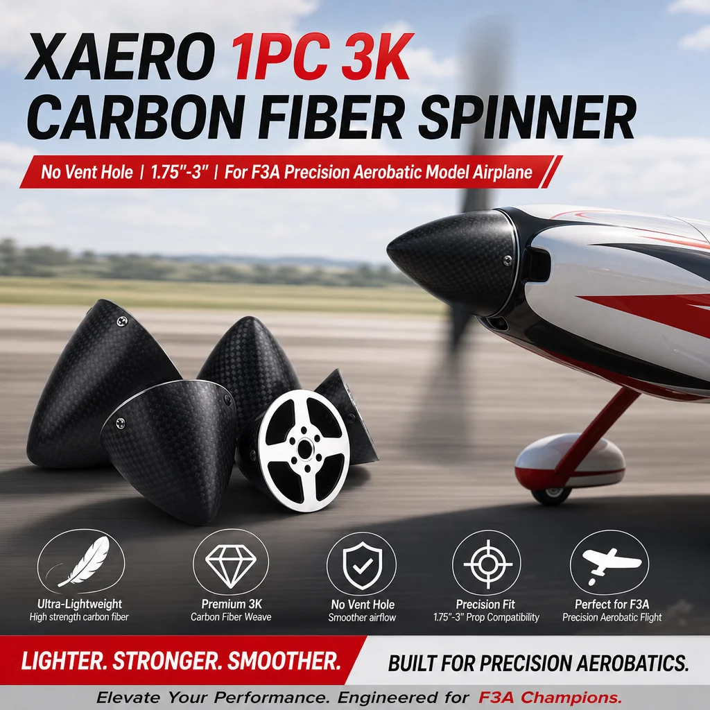 XAERO 1PC 3K Carbon Fiber Spinner - No Vent Hole 1.75"-3" for F3A Precision Aerobatic Model Airplane
XAERO 1PC 3K Carbon Fiber Spinner - No Vent Hole 1.75"-3" for F3A Precision Aerobatic Model Airplane