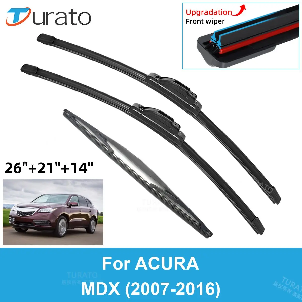 3PCS Car Wiper Blades for 2007-2016 ACURA MDX Rear Windshield Wipers Double Rubber Car Accessories 2011 2012 2013 2014 2015 2016
3PCS Car Wiper Blades for 2007-2016 ACURA MDX Rear Windshield Wipers Double Rubber Car Accessories 2011 2012 2013 2014 2015 2016