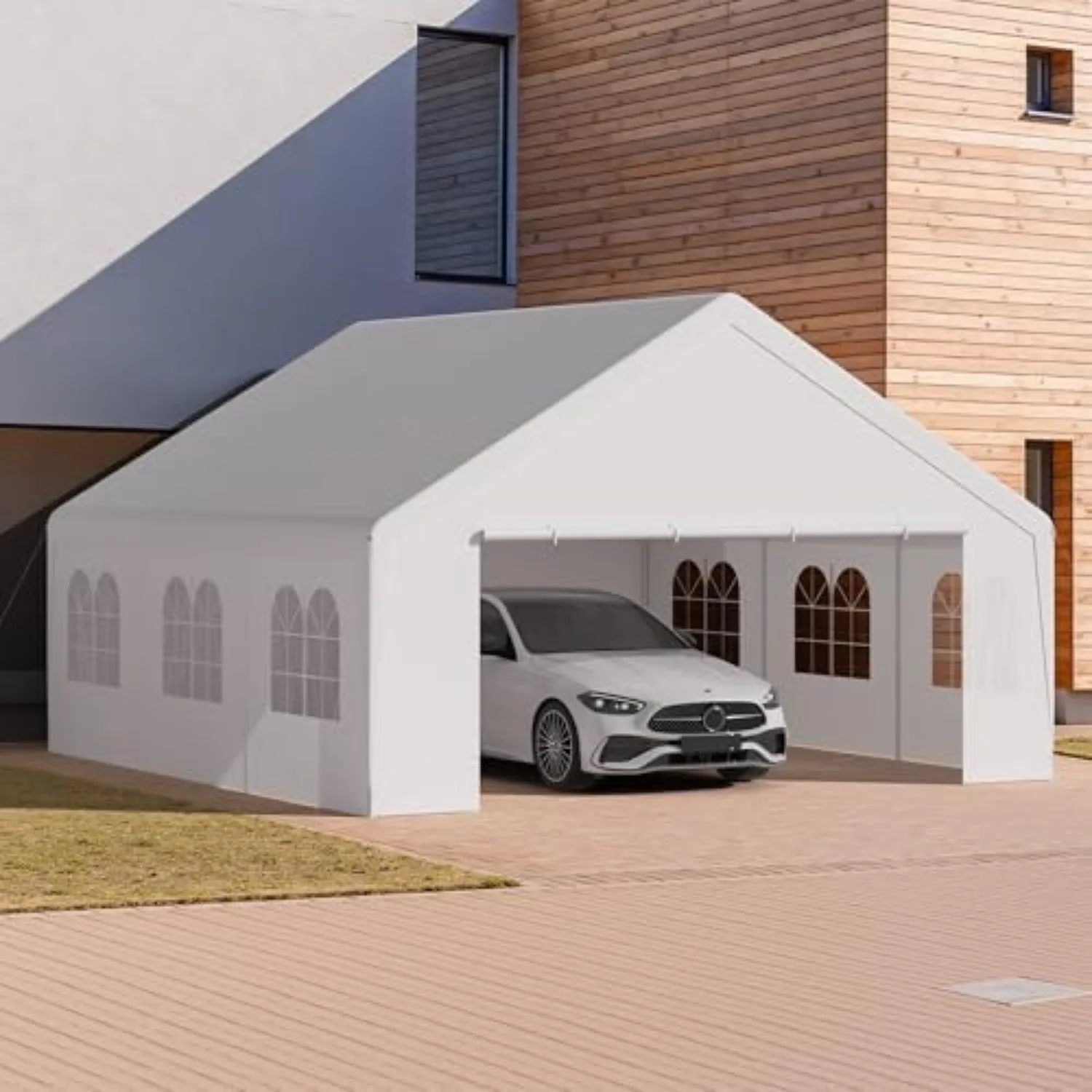 Carport, 20' x 20’ Heavy Duty Portable Garage All-Season Car Canopy w/Removable Sidewall & Doors, Carport Canopy Party
Carport, 20' x 20’ Heavy Duty Portable Garage All-Season Car Canopy w/Removable Sidewall & Doors, Carport Canopy Party