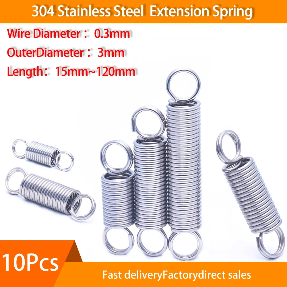 10Pcs 304 Stainless Steel Extension Spring Wire Dia 0.3mm O Ring Hook Coil Dual Hook Small Tension Spring OD 3mm
10Pcs 304 Stainless Steel Extension Spring Wire Dia 0.3mm O Ring Hook Coil Dual Hook Small Tension Spring OD 3mm