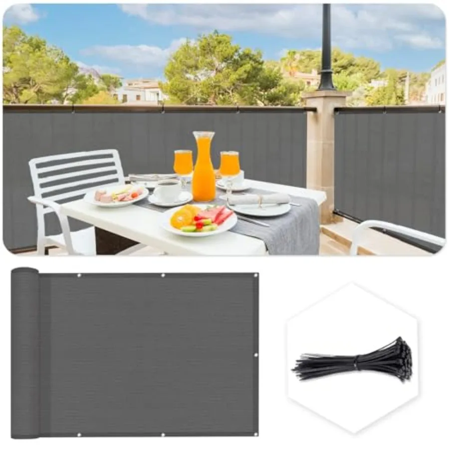 3'x9' Dark Grey Balcony Privacy Screen Fence Windscreen Cover Fabric Shade Netting Mesh Cloth with Grommets UV Protection for P
3'x9' Dark Grey Balcony Privacy Screen Fence Windscreen Cover Fabric Shade Netting Mesh Cloth with Grommets UV Protection for P