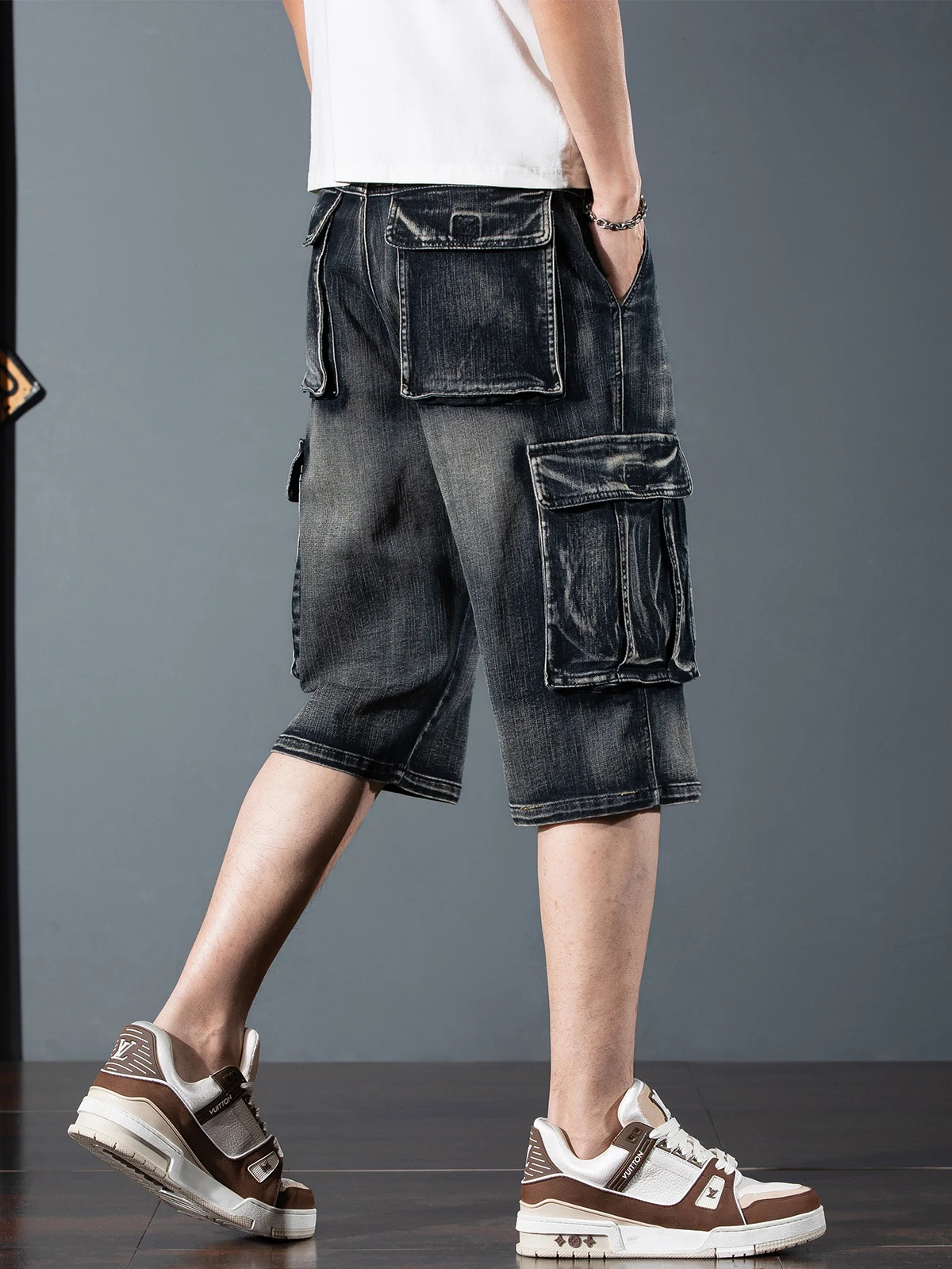 Mens Distressed Denim Shorts Men's 3/4 Cargo Biker Jean Shorts Vintage Distressed Denim Shorts Casual Multi-Pocket Short Pants
Mens Distressed Denim Shorts Men's 3/4 Cargo Biker Jean Shorts Vintage Distressed Denim Shorts Casual Multi-Pocket Short Pants