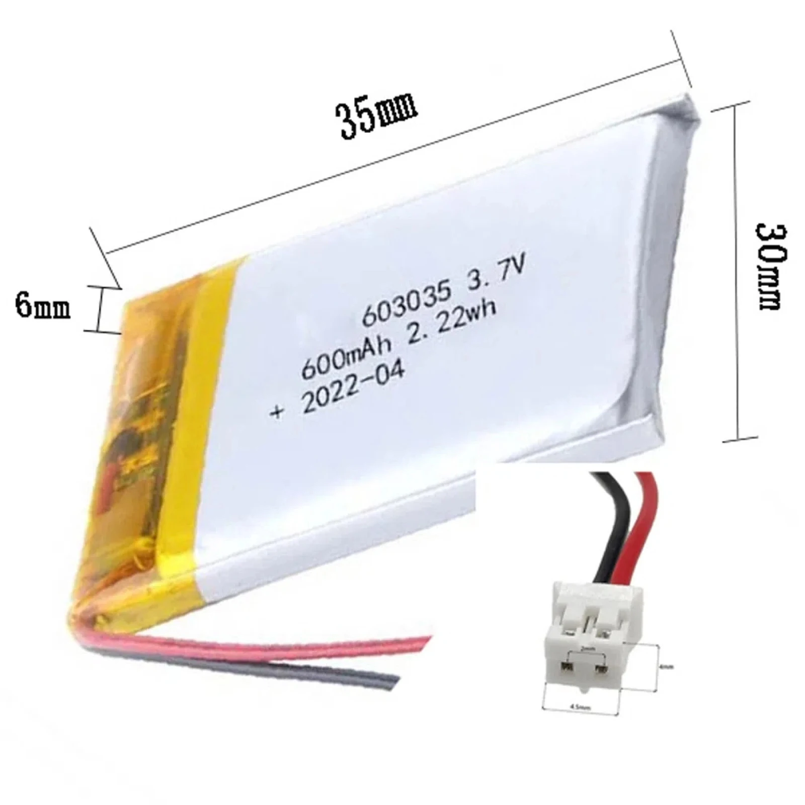 3.7V 600mAh 603035 Li-Polymer Li Battery JST-PH 2pin 2.0 For MOBILE POWER CHARGING TREASURE POWER LAPTOP MP4 GPS SMART WATCH MP3
3.7V 600mAh 603035 Li-Polymer Li Battery JST-PH 2pin 2.0 For MOBILE POWER CHARGING TREASURE POWER LAPTOP MP4 GPS SMART WATCH MP3