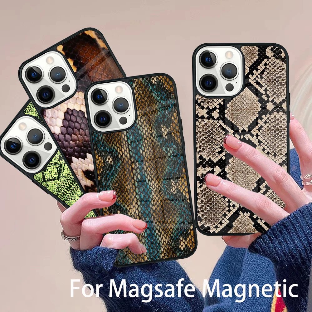 Snake Skin Texture Phone Case Magesafe Magnetic Wireless Charge Cover For IPhone 16 11 12 13 14 15 Pro Max Plus Mini
Snake Skin Texture Phone Case Magesafe Magnetic Wireless Charge Cover For IPhone 16 11 12 13 14 15 Pro Max Plus Mini