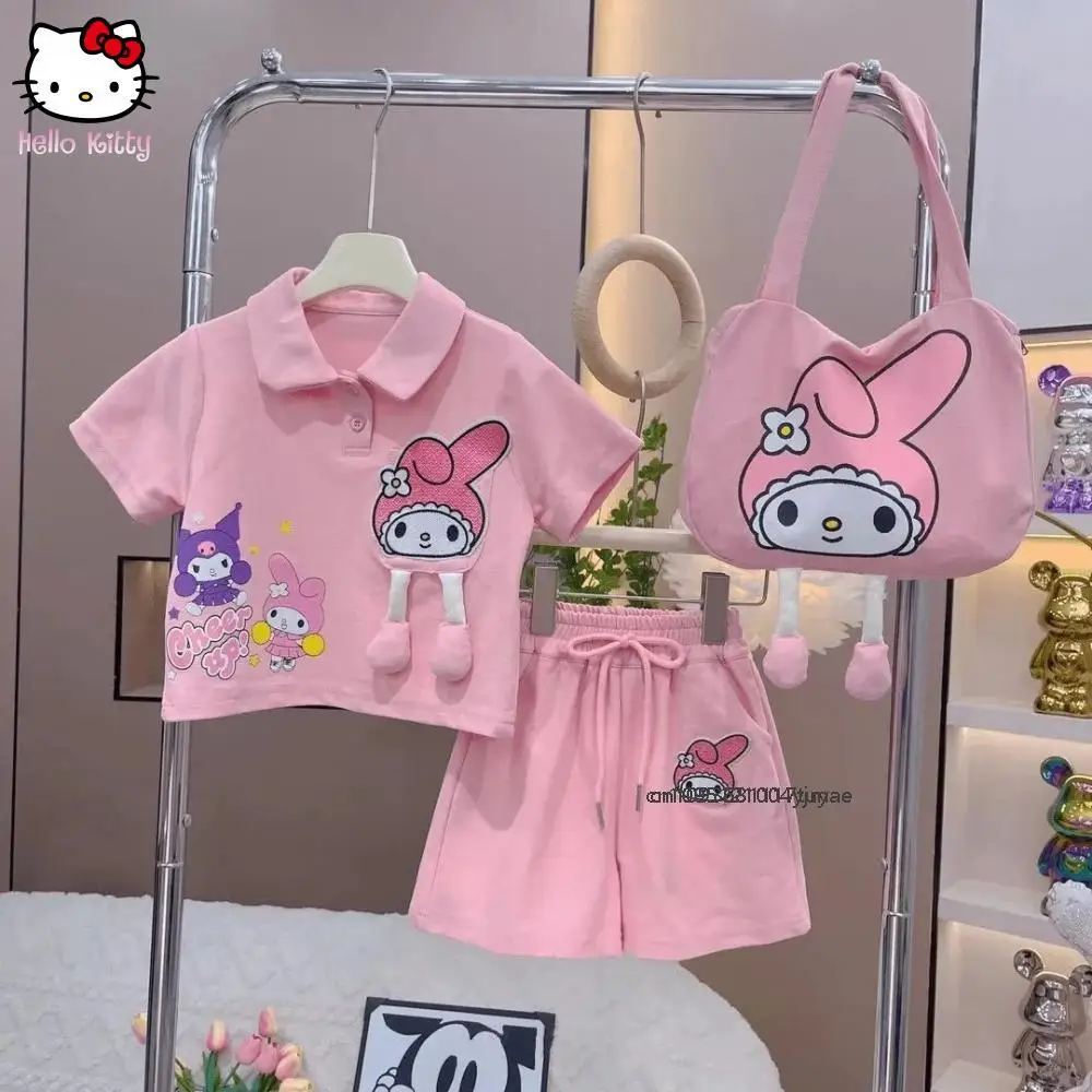 2Pcs Kuromi Melody Girl's Short Sleeve Shorts Set Anime Kawaii Sanrio Korean College Fashion Sweet Doll Collar Casual Sweat Suit
2Pcs Kuromi Melody Girl's Short Sleeve Shorts Set Anime Kawaii Sanrio Korean College Fashion Sweet Doll Collar Casual Sweat Suit