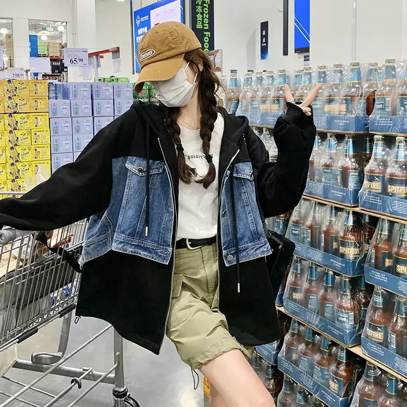 SuperAen Denim Spliced Coat for Women Spring and Autumn 2023 New Beautiful Retro Long Sleeve Jacket
SuperAen Denim Spliced Coat for Women Spring and Autumn 2023 New Beautiful Retro Long Sleeve Jacket