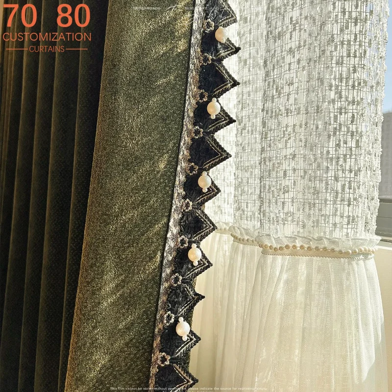 American Dark Green Jacquard Chenille Curtains for Living Room Bedroom Partition Curtains Skirt Hem Window Screens Customized
American Dark Green Jacquard Chenille Curtains for Living Room Bedroom Partition Curtains Skirt Hem Window Screens Customized
