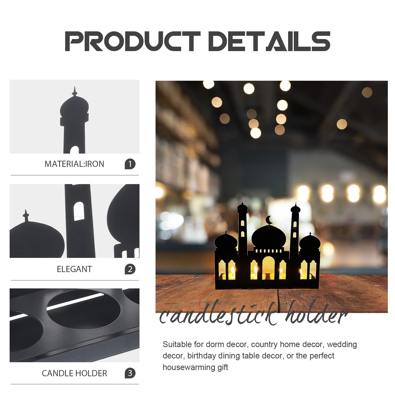 Castle Iron Folding Candlestick Holder Sturdy Elegant Wedding Party Dorm Living Room Centerpiece Stand Ramadan Decor 
Castle Iron Folding Candlestick Holder Sturdy Elegant Wedding Party Dorm Living Room Centerpiece Stand Ramadan Decor