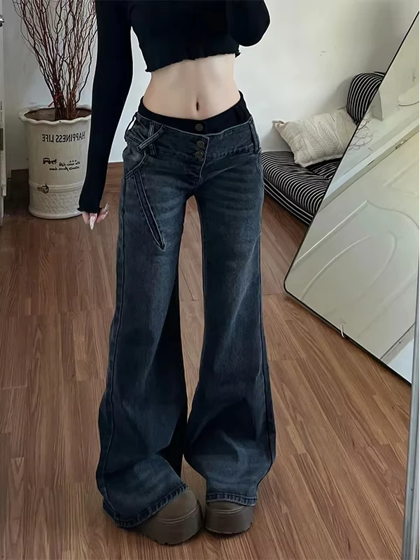 American Retro Low Waisted Jeans for Women's New Style Loose and Personalized Spicy Girl Design Washed Micro Flared Pants
American Retro Low Waisted Jeans for Women's New Style Loose and Personalized Spicy Girl Design Washed Micro Flared Pants