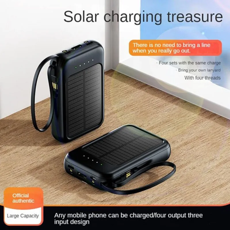 Portable Solar Power Bank 10000mAh Real Capacity Fast Charging Phone External Charger with 3 Built-in Cables Mini Powerbank
Portable Solar Power Bank 10000mAh Real Capacity Fast Charging Phone External Charger with 3 Built-in Cables Mini Powerbank