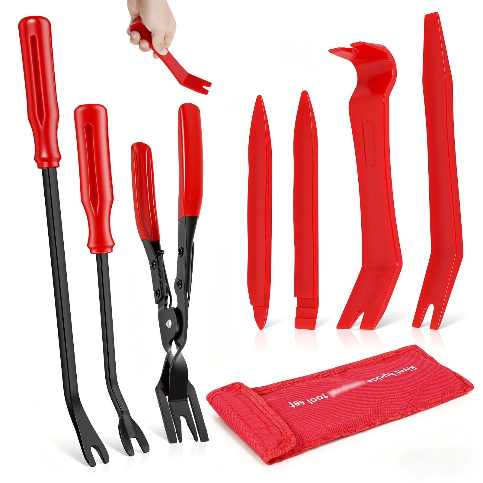 7Pcs Auto Trim Removal Tool Kit Ergonomic Car Door Panel Pry Tool Dashboard Removal Kit Fastener Clip Pliers for Rivet Molding
7Pcs Auto Trim Removal Tool Kit Ergonomic Car Door Panel Pry Tool Dashboard Removal Kit Fastener Clip Pliers for Rivet Molding