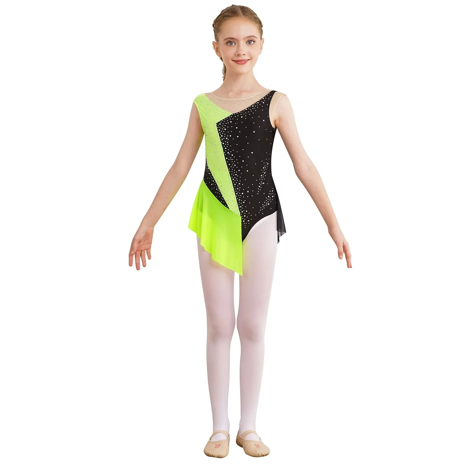 Kids Girl Figure Skating Dress Ballet Gymnastics Lyrical Dance Leotard Shiny Rhinestone Sheer Mesh Sleeveless Bodysuit Dancewear
Kids Girl Figure Skating Dress Ballet Gymnastics Lyrical Dance Leotard Shiny Rhinestone Sheer Mesh Sleeveless Bodysuit Dancewear
