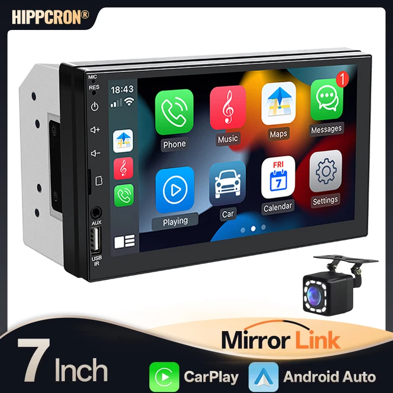 Hippcron 2Din Car Radio Car Multimedia Video Player 7" Touch Screen Wired Carplay Android Auto FM USB AUX Input Mirrorlink 12V
Hippcron 2Din Car Radio Car Multimedia Video Player 7" Touch Screen Wired Carplay Android Auto FM USB AUX Input Mirrorlink 12V