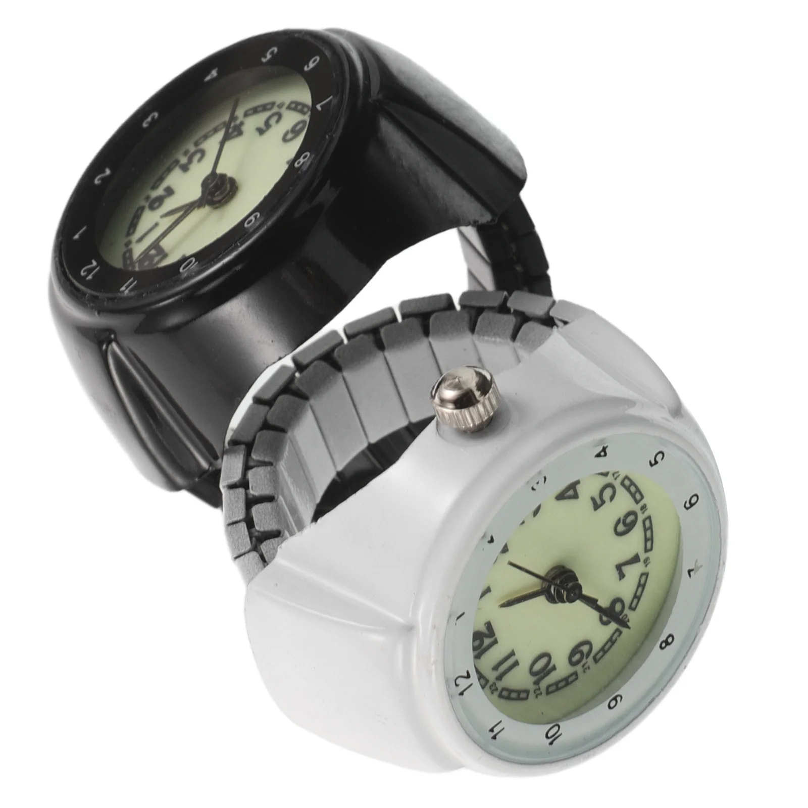 2Pcs Finger Watch Ring Stainless Steel Retro Analog Quartz Stretch Band Mini Watch Luminous Dial Night Glow Finger Clock Jewelry
2Pcs Finger Watch Ring Stainless Steel Retro Analog Quartz Stretch Band Mini Watch Luminous Dial Night Glow Finger Clock Jewelry