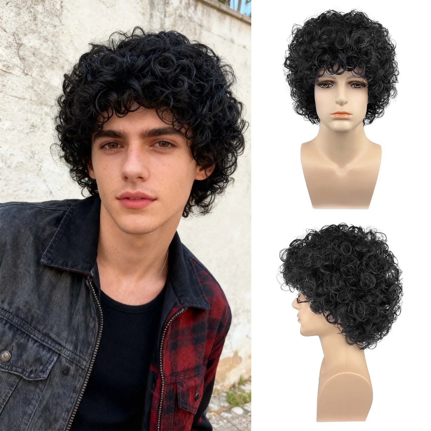European American synthetic wigs, short curly hair, popular in Africa men's small curly short hair headpieces,fluffy and natural
European American synthetic wigs, short curly hair, popular in Africa men's small curly short hair headpieces,fluffy and natural
