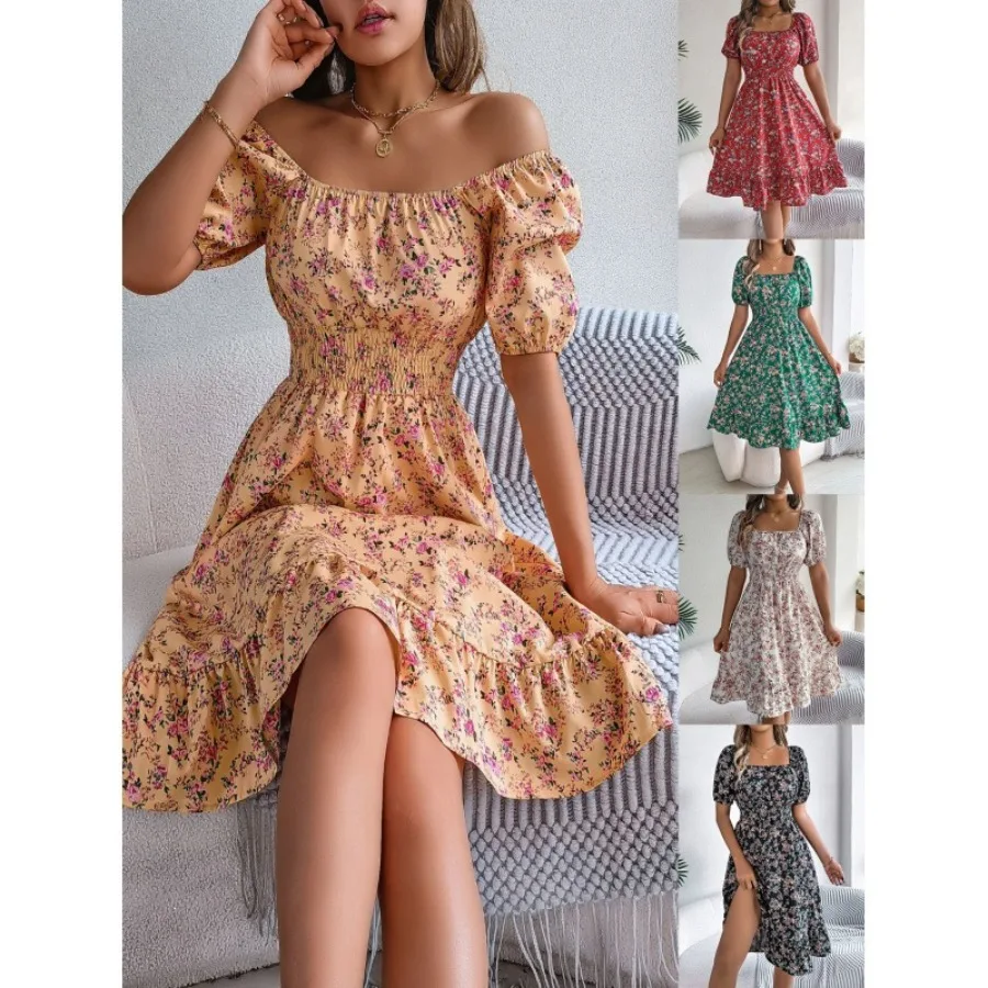 【New style】Spring and summer floral square collar short-sleeved waist ruffled A-line skirt women's clothing-in stock
【New style】Spring and summer floral square collar short-sleeved waist ruffled A-line skirt women's clothing-in stock