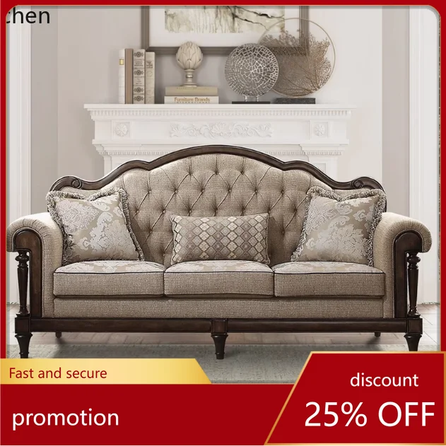 CZ Retro Solid Wood Sofa Villa Living Room Fabric Jacquard Three-Seater Combination Sofa French Style Large Flat Floor Sofa
CZ Retro Solid Wood Sofa Villa Living Room Fabric Jacquard Three-Seater Combination Sofa French Style Large Flat Floor Sofa