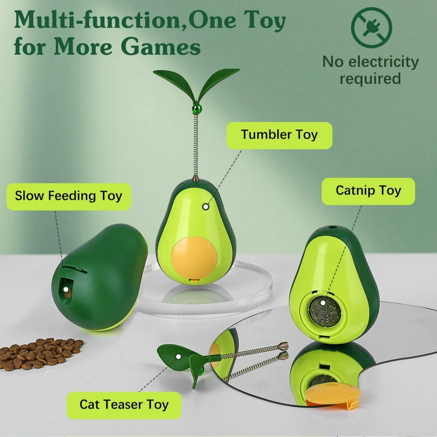Entertaining and Cute Interactive Avocado Shape 2 Pack Catnip Ball Toys - Adjustable Feeding Hole with Slow Feeding Function, Tu
Entertaining and Cute Interactive Avocado Shape 2 Pack Catnip Ball Toys - Adjustable Feeding Hole with Slow Feeding Function, Tu
