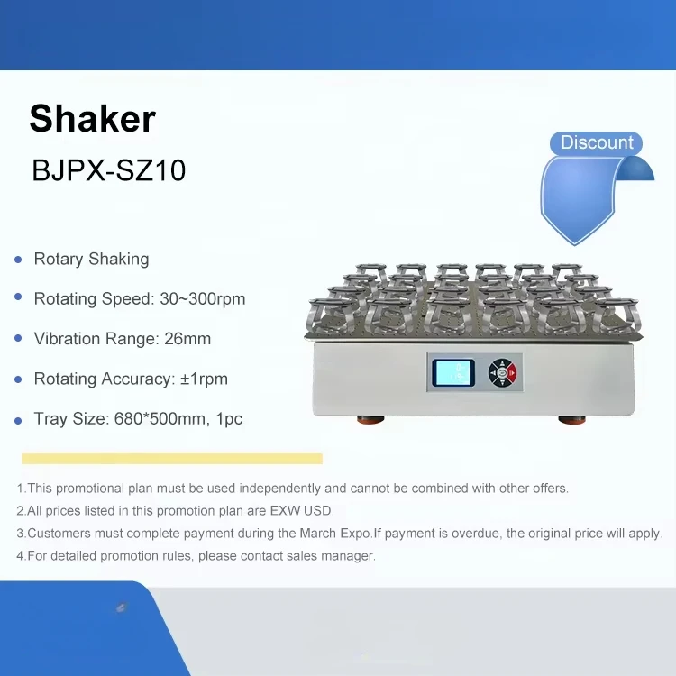 Large Capacity Table Top Shaker-BJPX-SZ10 with LCD Display and Power off Recovery Function for Labs
Large Capacity Table Top Shaker-BJPX-SZ10 with LCD Display and Power off Recovery Function for Labs