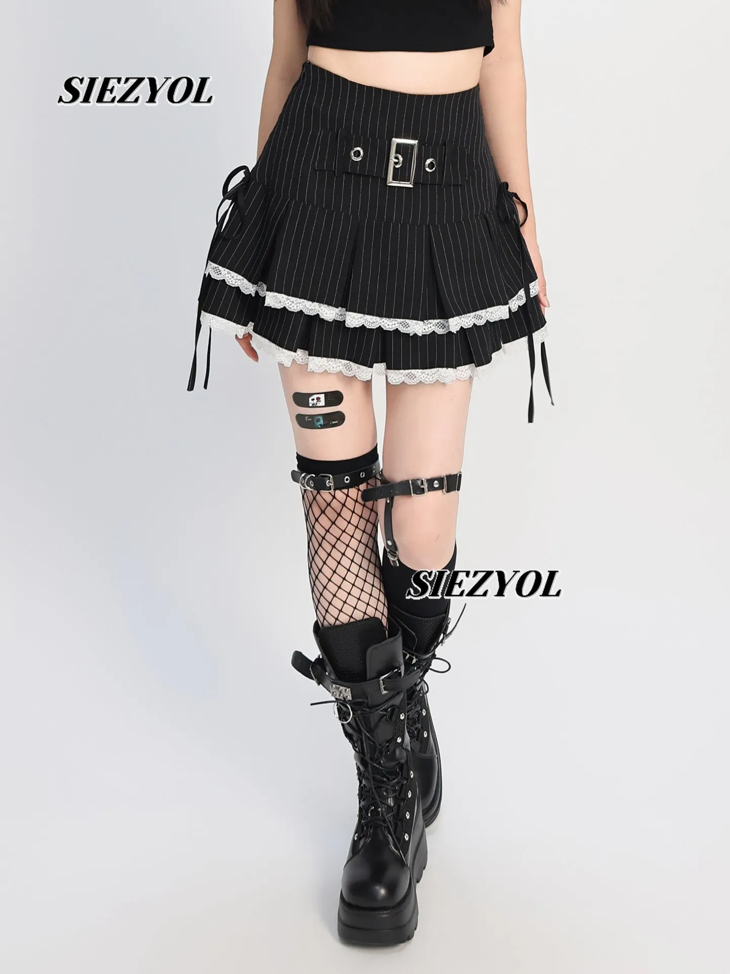 Pleated Short Skirt for Women Original Y2k Subculture Punk Lace Edge High Waist Bows Cool Stripes Black Mini Skirts Faldas
Pleated Short Skirt for Women Original Y2k Subculture Punk Lace Edge High Waist Bows Cool Stripes Black Mini Skirts Faldas