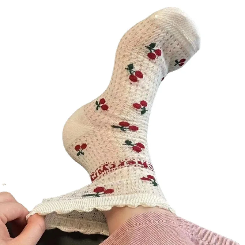 Summer Cherry Print Socks women Female Thin Mesh Socks Students Cute Kawaii Harajuku Socks For Girls Gift Streetwear Ruffle Soks
Summer Cherry Print Socks women Female Thin Mesh Socks Students Cute Kawaii Harajuku Socks For Girls Gift Streetwear Ruffle Soks