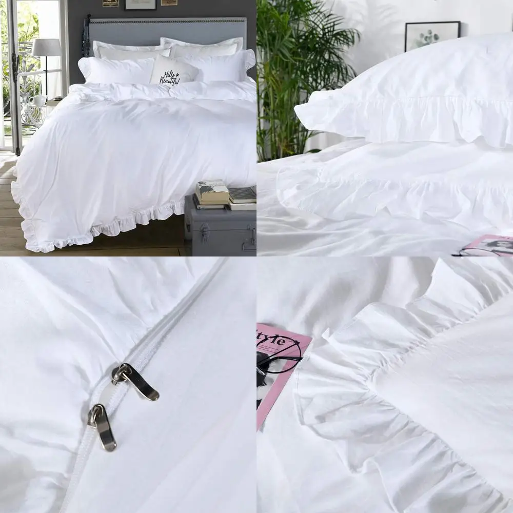 Queen Size Ruffled Cotton Duvet Cover Set - Shabby Chic Vintage Farmhouse Style Bedding, Breathable & Soft
Queen Size Ruffled Cotton Duvet Cover Set - Shabby Chic Vintage Farmhouse Style Bedding, Breathable & Soft