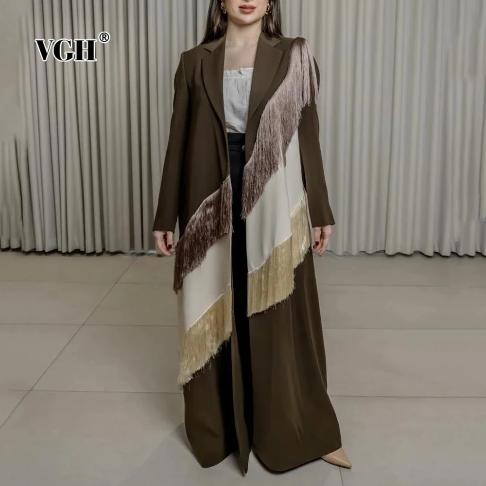 VGH хитовый цвет сращенный плащ с кисточками для женщин, модные базовые длинные пальто с лацканами и длинными рукавами для похудения, женские осенние новые модные пальто
VGH хитовый цвет сращенный плащ с кисточками для женщин, модные базовые длинные пальто с лацканами и длинными рукавами для похудения, женские осенние новые модные пальто
