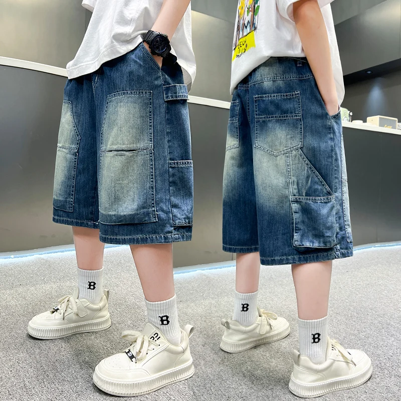 Summer Boys Denim Shorts Tween Boys Vintage Design Knee-Length Jeans Teenage Child Blue Denim Baby Trousers Toddler Ages 4-14Y
Summer Boys Denim Shorts Tween Boys Vintage Design Knee-Length Jeans Teenage Child Blue Denim Baby Trousers Toddler Ages 4-14Y