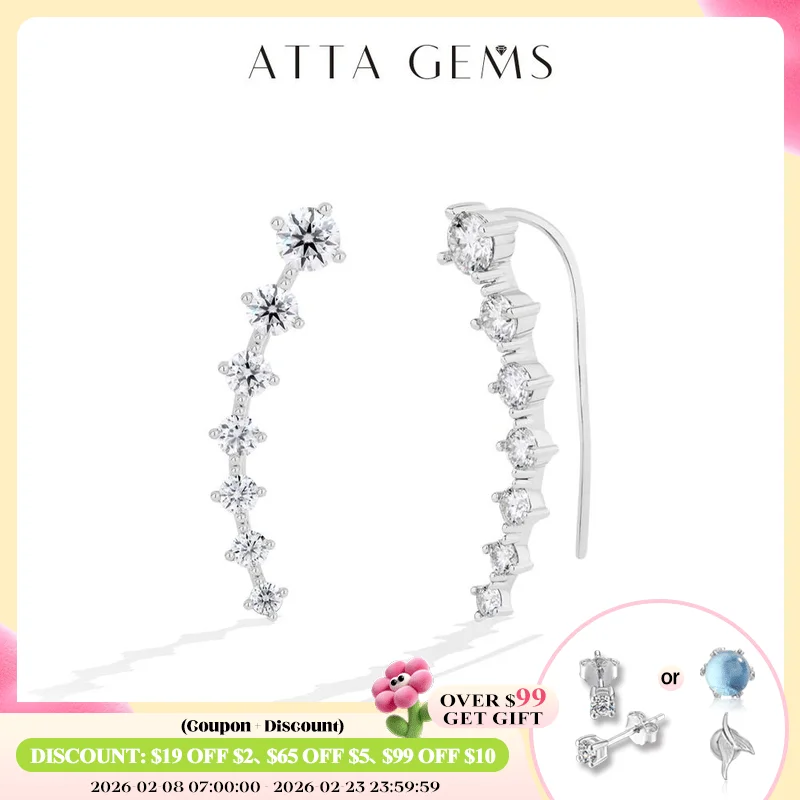 ATTAGEMS 925 Sterling Silver VVS1 Round Moissanite Earrings Big Dipper Gradient Arc Hoop Studs for Women Engagement Fine jewelry
ATTAGEMS 925 Sterling Silver VVS1 Round Moissanite Earrings Big Dipper Gradient Arc Hoop Studs for Women Engagement Fine jewelry