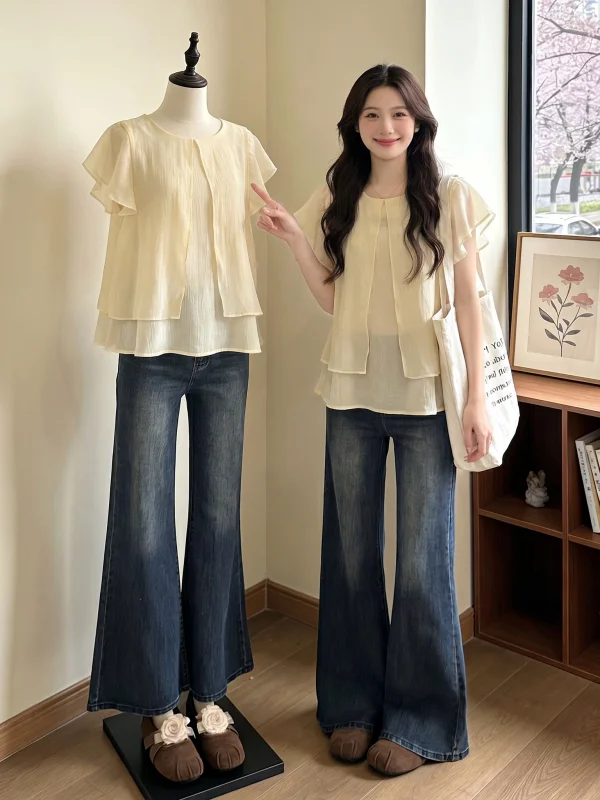 Chic Women's Short Sleeve Shirt Summer New Style Large Size Beautiful Small Top Snowflake Chiffon Korean Style Commute Wind
Chic Women's Short Sleeve Shirt Summer New Style Large Size Beautiful Small Top Snowflake Chiffon Korean Style Commute Wind