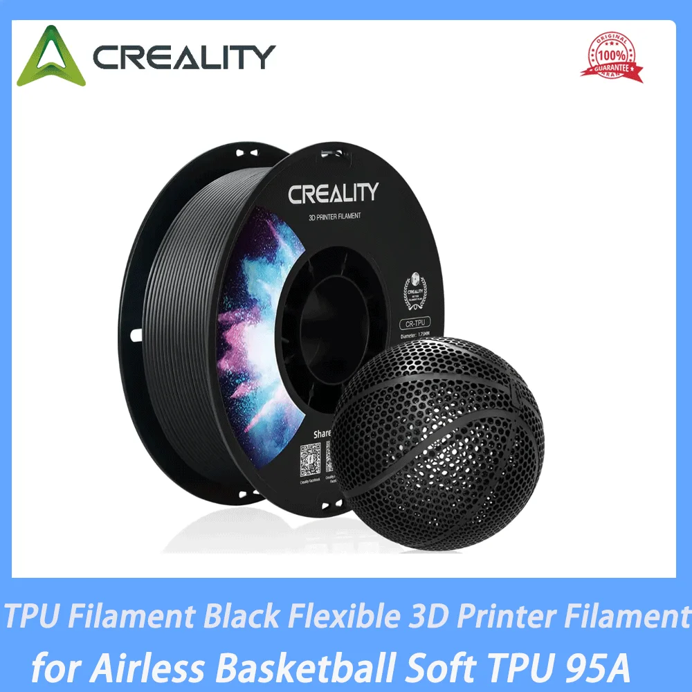 Creality TPU Filament Black Flexible 3D Printer Filament 1kg 1.75mm for Airless Basketball Soft TPU 95A Shore Hardness
Creality TPU Filament Black Flexible 3D Printer Filament 1kg 1.75mm for Airless Basketball Soft TPU 95A Shore Hardness